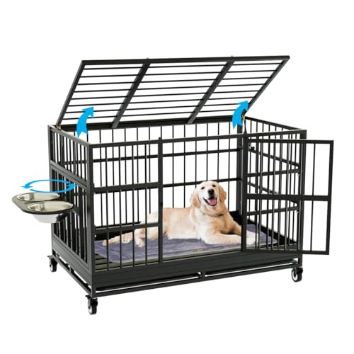 54 Inch Heavy Duty Dog Crate with Wheels for Large Dogs D47062