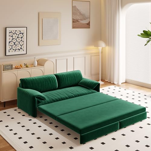 Queen Size Futon Sofa Bed with 2 Pillows, Blue V9731