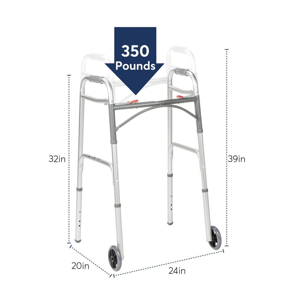 Drive Medical PreserveTech Deluxe Two Button Folding Walker with 5 Wheels B36706