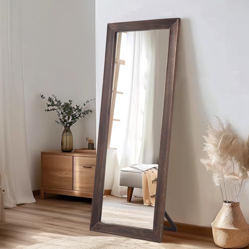 MELOMOIR Rustic Farmhouse Full Length Mirror 64"x21" Wood Frame Floor Mirror U91698