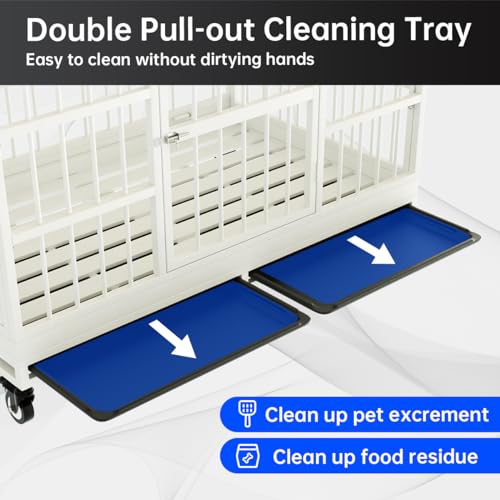 54 Inch Heavy Duty Dog Crate with Wheels for Large Dogs D47062