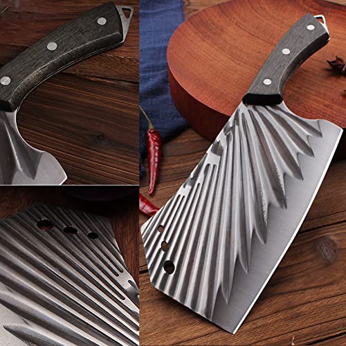 BLADESMITH Meat Cleaver Bone Chopper Knife, 6.3'' Stainless Steel Blade with Pear Wood Handle Q434