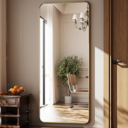 HARRITPURE 56" x 21" Rounded Full Length Floor Mirror with Aluminum Frame I85546