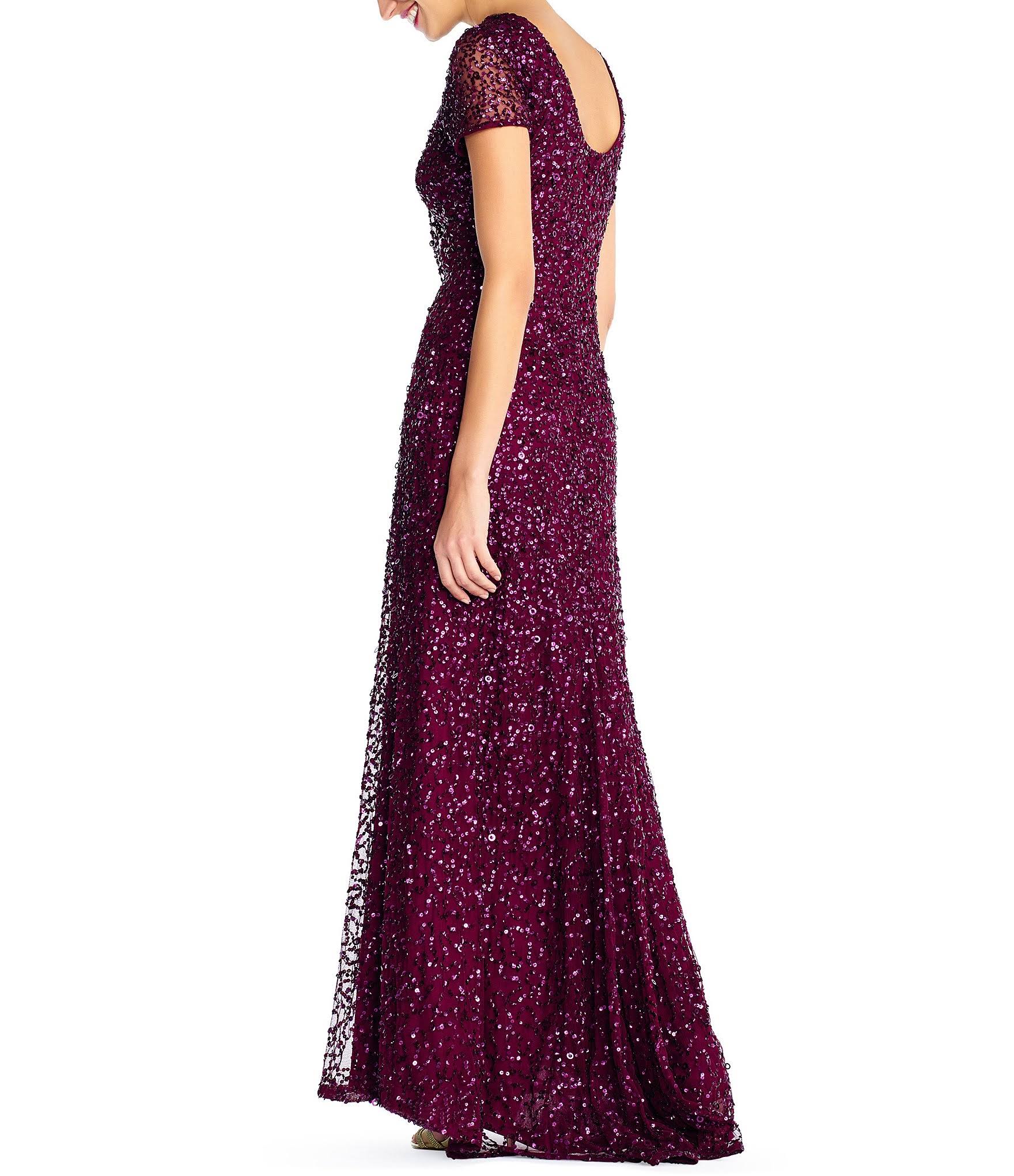 Adrianna Papell Scoop Back Sequin Gown, Blush, Size 2 B249808