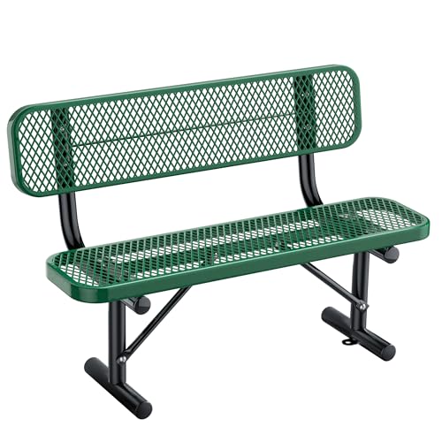 Heavy Duty Outdoor Metal Park Bench with Backrest for Garden Patio Yard K713