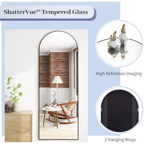 BEAUTYPEAK 65"x24" Arched Full Length Floor Mirror, Black D361