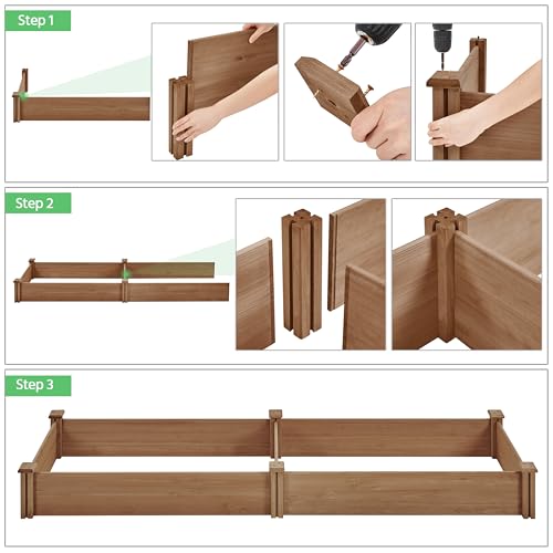 Yaheetech 8×2ft Wooden Raised Garden Bed for Flowers Vegetables Herbs Outdoor E283112