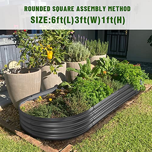 Land Guard Galvanized Raised Garden Bed Kit, Oval Large Metal Planter Box U192