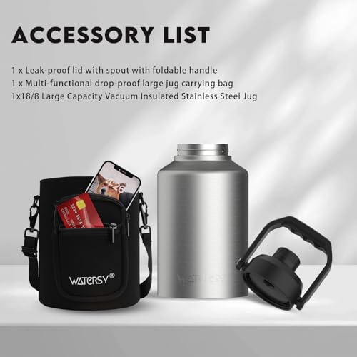 128oz Insulated Stainless Steel Water Bottle with Handle, Black W803