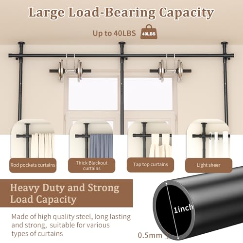 Adjustable No Drilling Room Divider Curtain Rod, Heavy Duty Metal Tension Wall Partition V7920