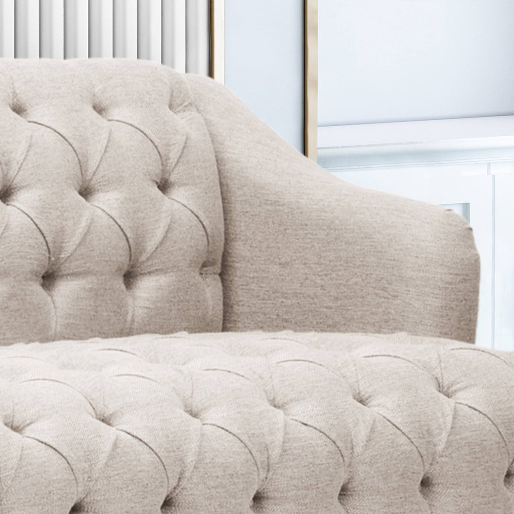 Erin Contemporary Tufted Fabric 3 Seater Sofa, Light Blue and Natural Y434545