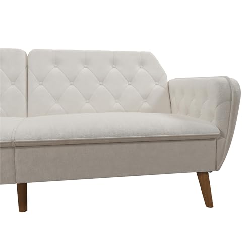 Novogratz Tallulah Memory Foam Futon Convertible Couch, Camel Faux Leather F5939