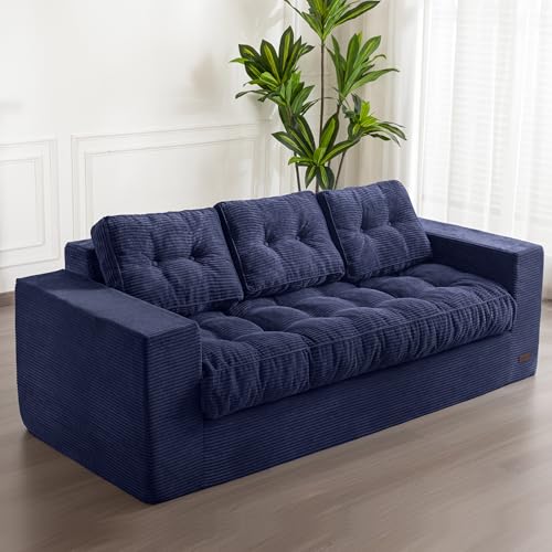 MAXYOYO 3 Seater Boneless Floor Sofa with Tufted Cushion, Beige A96326