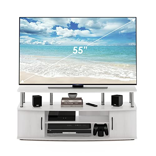 Furinno JAYA Large Entertainment Stand for TV Up to 55 Inch, French Oak Grey/Black V100781