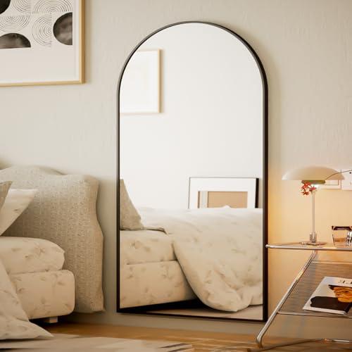 BEAUTYPEAK 65"x24" Arched Full Length Floor Mirror, Black D361