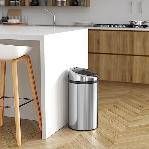 iTouchless 13 Gallon Stainless Steel Automatic Kitchen Trash Can with Lid and Odor Filter G12862