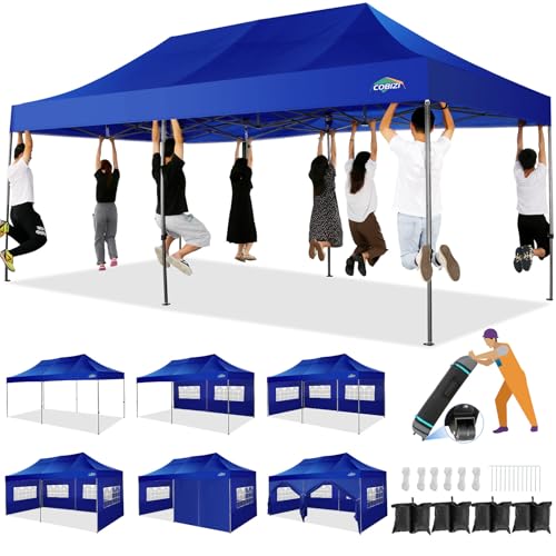 COBIZI 10x20 Heavy Duty Pop Up Canopy Tent with 6 Sidewalls, White A84790