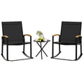 Shintenchi 3 Piece Outdoor Rocking Bistro Set with Table, Black R7367