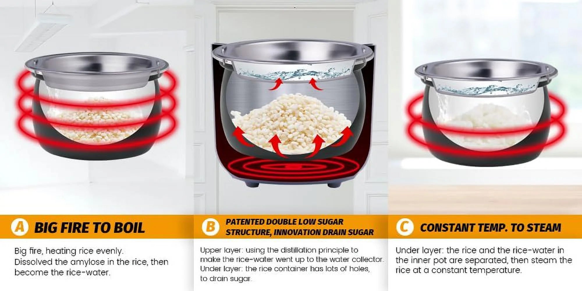 Mii Low Sugar Rice Cooker 2L Stainless Steel O464