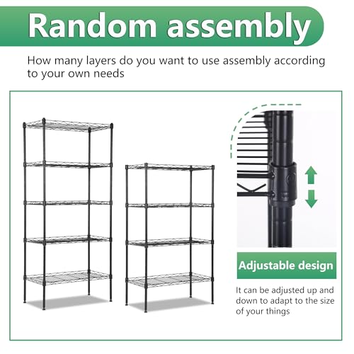 4 Tier NSF Wire Shelving Unit Heavy Duty Steel Storage Rack, Black X19089