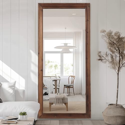 MELOMOIR Rustic Farmhouse Full Length Mirror 64"x21" Wood Frame Floor Mirror U91698
