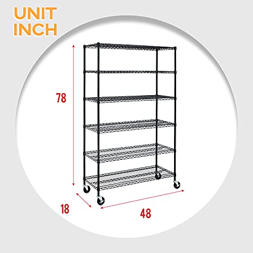 4 Tier NSF Wire Shelving Unit Heavy Duty Steel Storage Rack, Black X19089