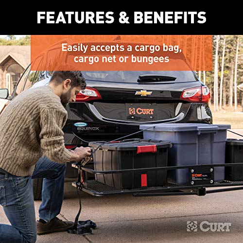 CURT 18153 60 x 24-Inch Hitch Cargo Carrier, 500 lbs Capacity, Black Steel Z590363