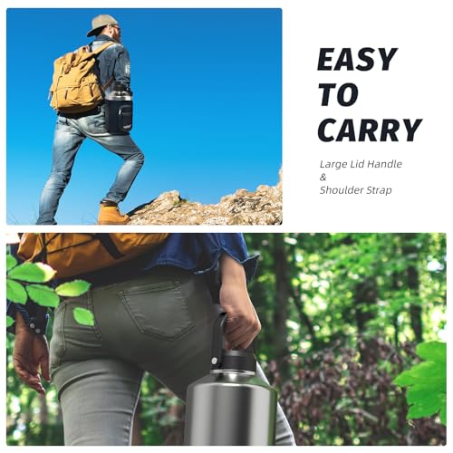 128oz Insulated Stainless Steel Water Bottle with Handle, Black W803