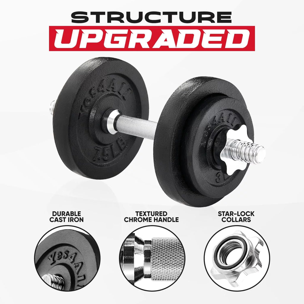 Yes4All 60 lbs Adjustable Dumbbell Set, Cast Iron Pair G3731