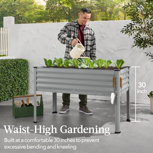 Best Choice Products 48x24x30in Galvanized Raised Garden Bed, Metal Elevated Planter Box, Dark Green S888804