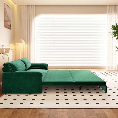Queen Size Futon Sofa Bed with 2 Pillows, Blue V9731