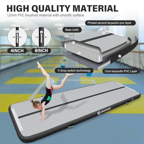 AKSPORT Gymnastics Air Mat Tumble Track with Air Pump A7907