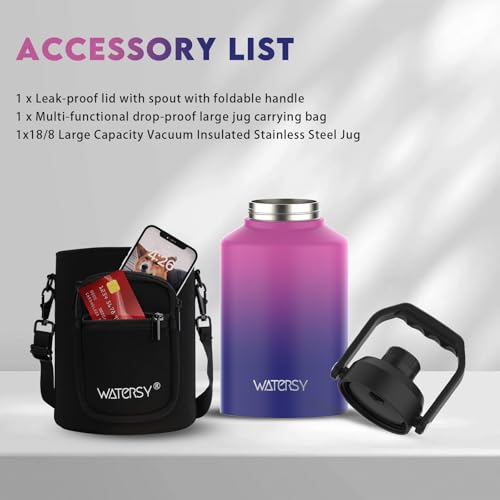 128oz Insulated Stainless Steel Water Bottle with Handle, Black W803