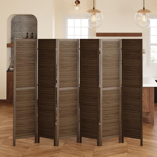 Room Partitions and Dividers, 5.6 Ft Tall Folding Wood Screen, 4 Panels S6959