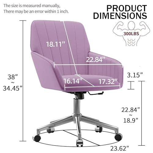 Velvet Home Office Chair with Gold Base, Swivel Desk Chair with Wheels (Cream) Z435471