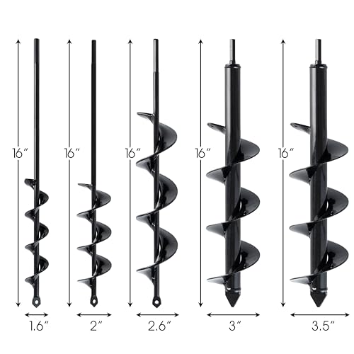 VASGOR Set of 5 Auger Drill Bits for Planting, 1.6 to 3.5 Inches H242532