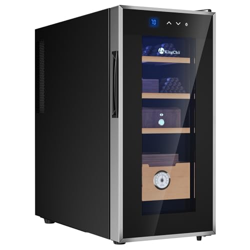 KingChii 16L Electric Cigar Humidor Cabinet with Temperature Control and Spanish Cedar Shelves H300
