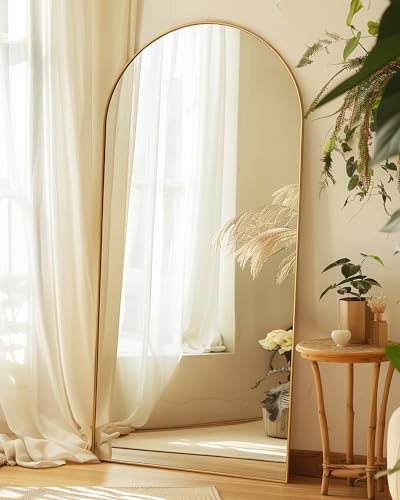 Arched Full Length Floor Mirror 76"x34" Black Freestanding I957