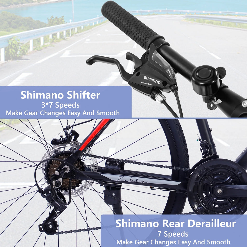RooRuns 21 Speed Hybrid Bike Disc Brake 700C City Bicycle G1489