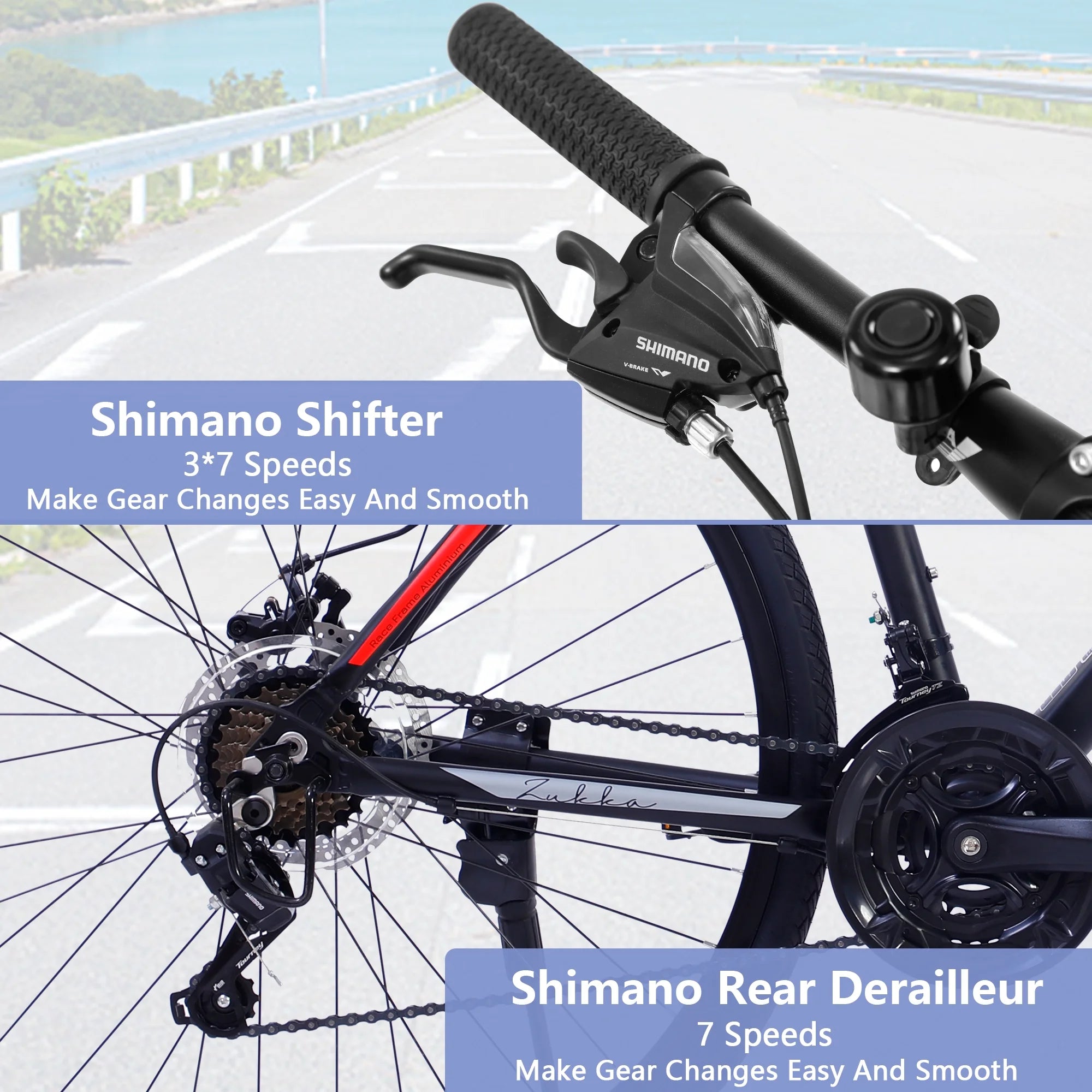 RooRuns 21 Speed Hybrid Bike Disc Brake 700C City Bicycle G1489