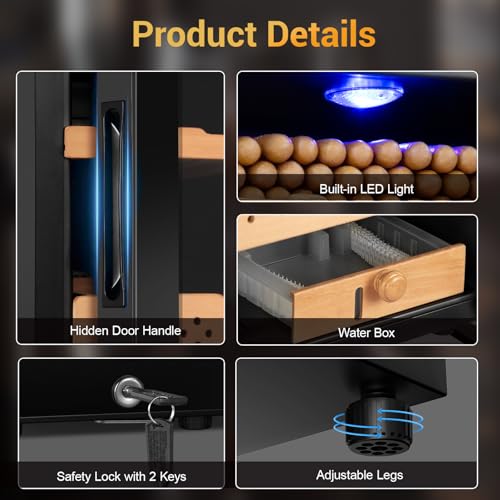Electric Humidor Cabinet 35L with Digital LED Screen and Humidity Control C6096