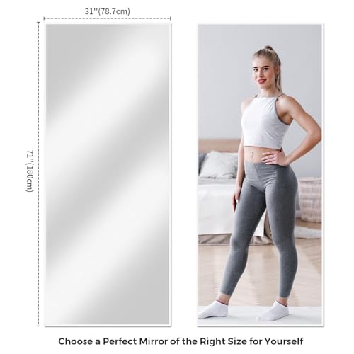 Koonmi Large Full Length Mirror with Stand, Aluminum Alloy Frame, Black G7504