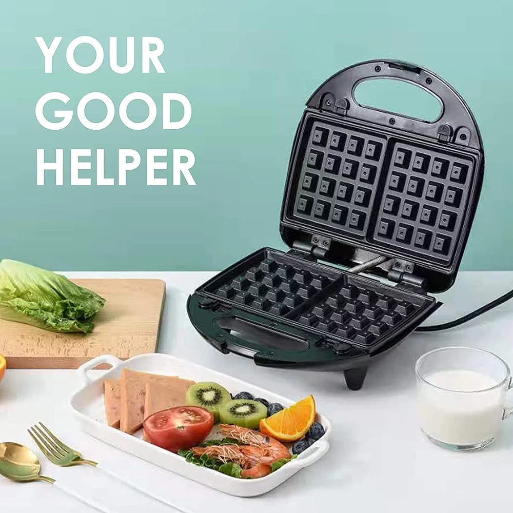 Stainless Steel Electric Breakfast Sandwich Waffle Maker O6844