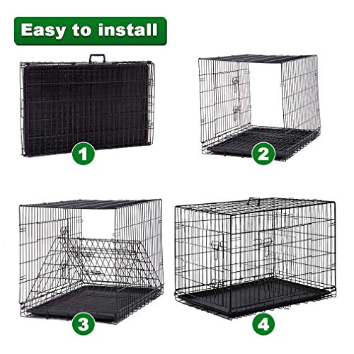BestPet 42 Inch Folding Metal Wire Dog Crate with Double-Door and Removable Tray O49217