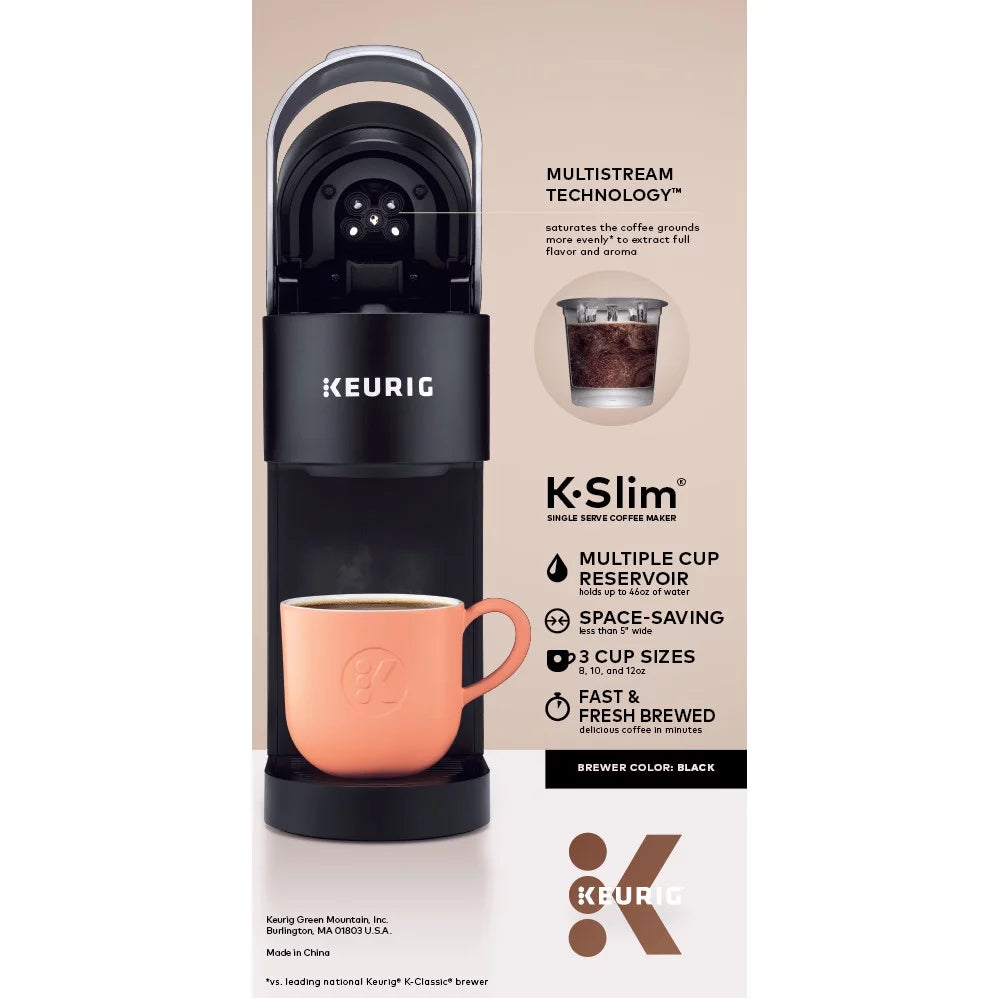 Keurig K-Slim Single-Serve K-Cup Pod Coffee Maker, Black W853