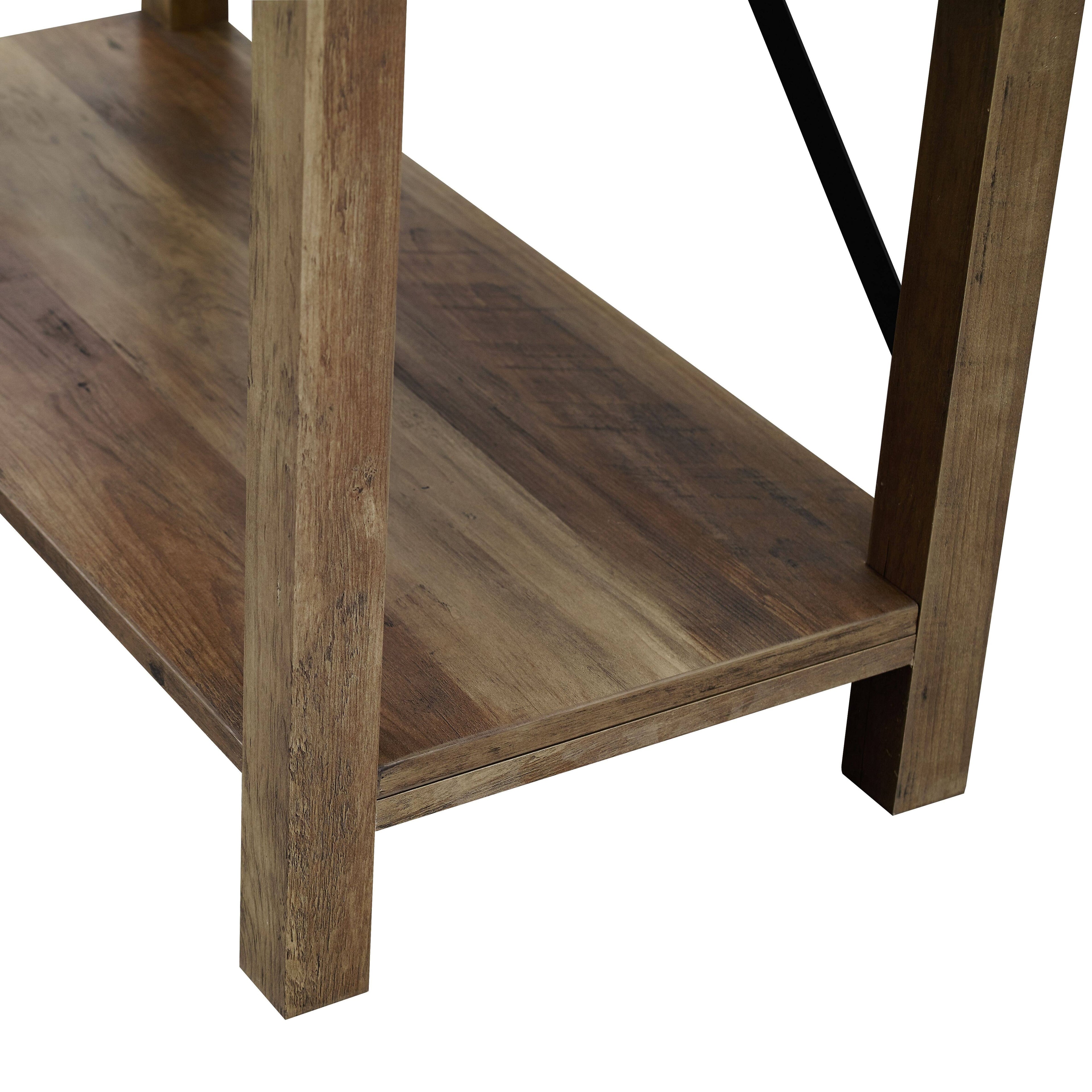 Walker Edison 64x22 Farmhouse Metal Bookcase Rustic Oak Z58533