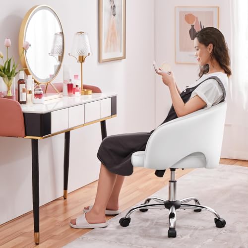 Yaheetech Velvet Vanity Chair with Wheels for Bedroom Cream U9976