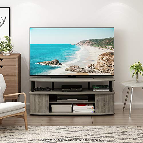 Furinno JAYA Large Entertainment Stand for TV Up to 55 Inch, French Oak Grey/Black V100781