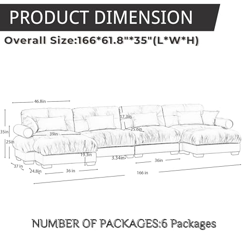 130" Modular Sectional Sofa with Movable Ottoman, Velvet Upholstered, Green Y4976