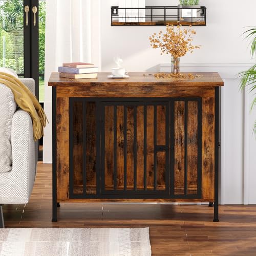 EasyCom XL Wooden Dog Crate Furniture for Medium and Large Breeds, 2 Doors A673